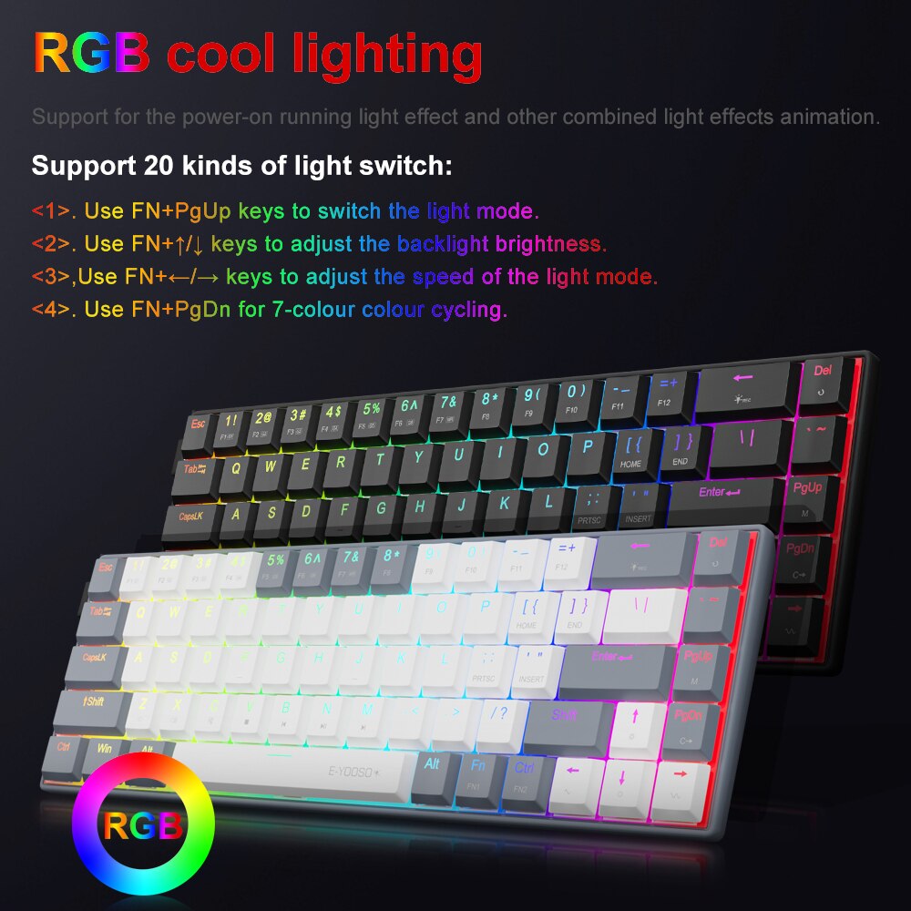 E-YOOSO A68 RGB Mini Slim USB  - Gaming Keyboard Budget 评论和价格